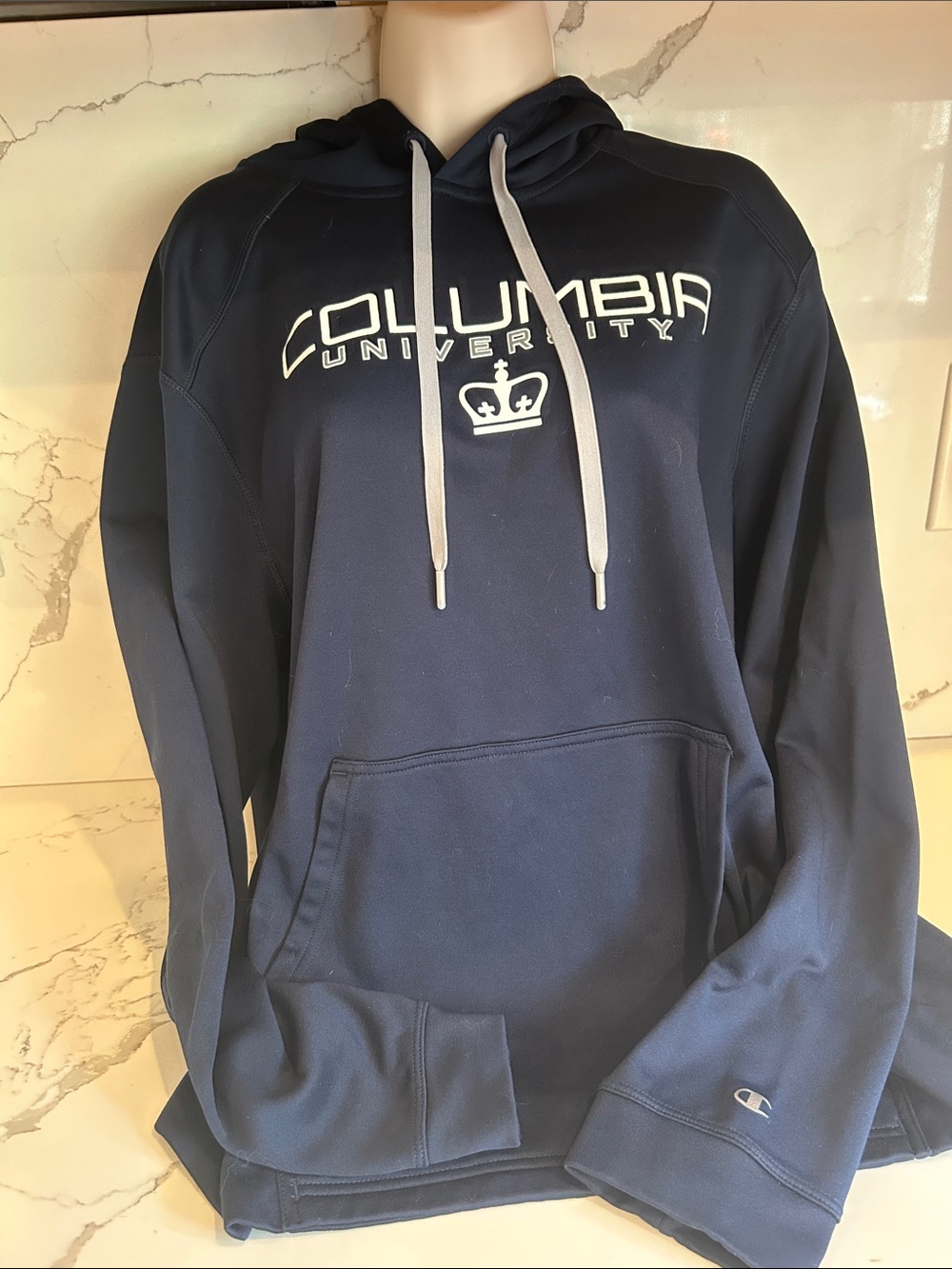 Champion Columbia University Navy Hooded Sweatshirt with White Logo